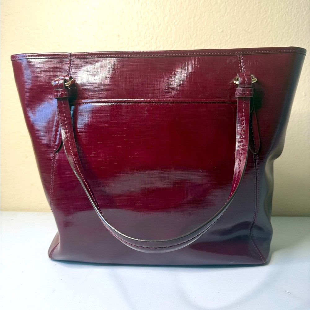 Coach Burgundy Leather Tote Bag - Picture 3 of 17